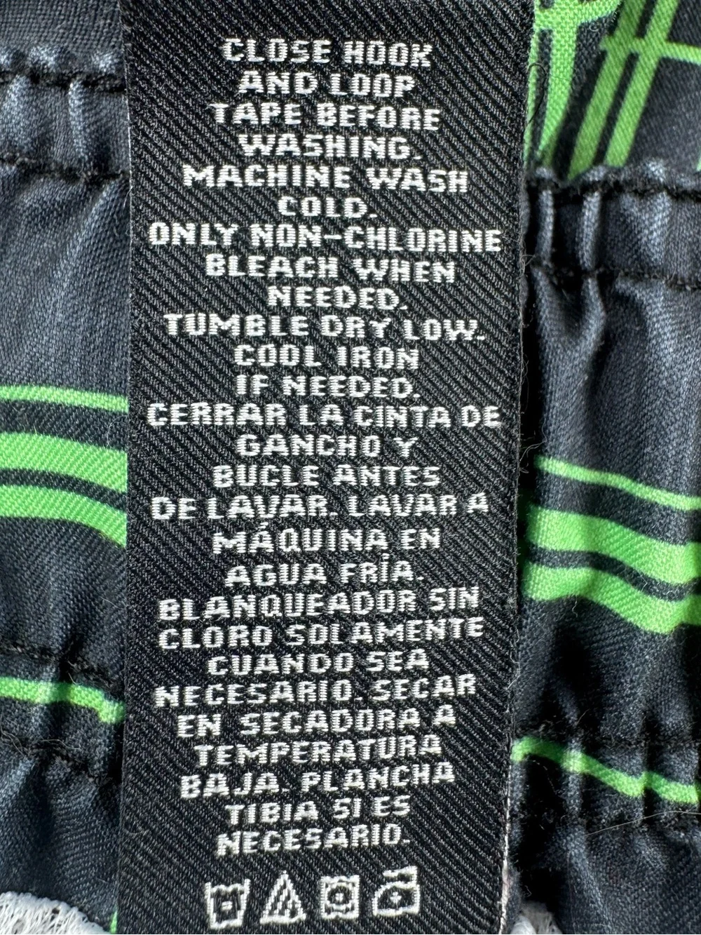 OP Men’s Black Swim Trunks with Neon Green Plaid